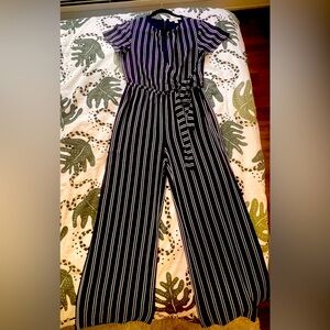 Striped Dark Blue and White Jumpsuit